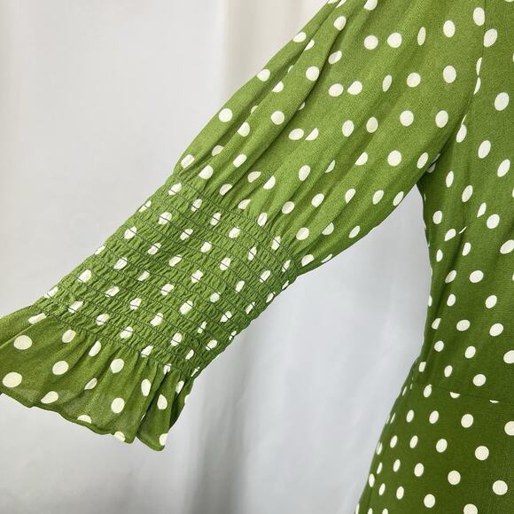 Reformation Edamame Green Carolena Polka Dot Midi Dress size 12 women - Picture 8 of 16